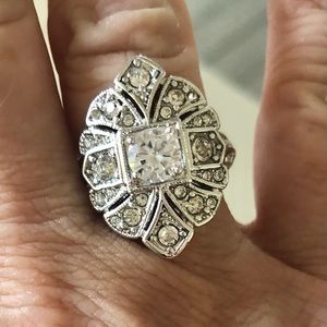 Silver Vintage Deco Style Ring
